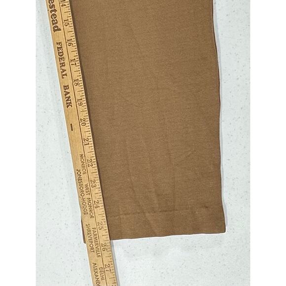 Chicos Ponte Knit Ankle Pants Size 1.5 (32x26) Camel Brown Faux Pockets Hem Slit - Picture 9 of 10